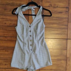 Forever 21 F21 Glen Plaid Halter Romper in Small